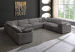 Meridian Furniture - Cozy 158" Velvet Upholstered Overstuffed Fiber Filled Comfort Comfort 8 Piece Modular Sectional - 634Grey-Sec8A - GreatFurnitureDeal