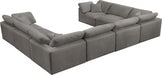 Meridian Furniture - Cozy 158" Velvet Upholstered Overstuffed Fiber Filled Comfort Comfort 8 Piece Modular Sectional - 634Grey-Sec8A - GreatFurnitureDeal