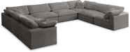 Meridian Furniture - Cozy 158" Velvet Upholstered Overstuffed Fiber Filled Comfort Comfort 8 Piece Modular Sectional - 634Grey-Sec8A - GreatFurnitureDeal