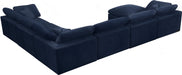 Meridian Furniture - Cozy 158" Velvet Upholstered Overstuffed Fiber Filled Comfort Comfort 7 Piece Modular Sectional - 634Navy-Sec7A - GreatFurnitureDeal