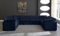 Meridian Furniture - Cozy 158" Velvet Upholstered Overstuffed Fiber Filled Comfort Comfort 8 Piece Modular Sectional - 634Navy-Sec8A - GreatFurnitureDeal
