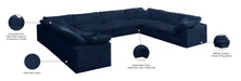 Meridian Furniture - Cozy 158" Velvet Upholstered Overstuffed Fiber Filled Comfort Comfort 8 Piece Modular Sectional - 634Navy-Sec8A - GreatFurnitureDeal