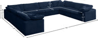 Meridian Furniture - Cozy 158" Velvet Upholstered Overstuffed Fiber Filled Comfort Comfort 8 Piece Modular Sectional - 634Navy-Sec8A - GreatFurnitureDeal