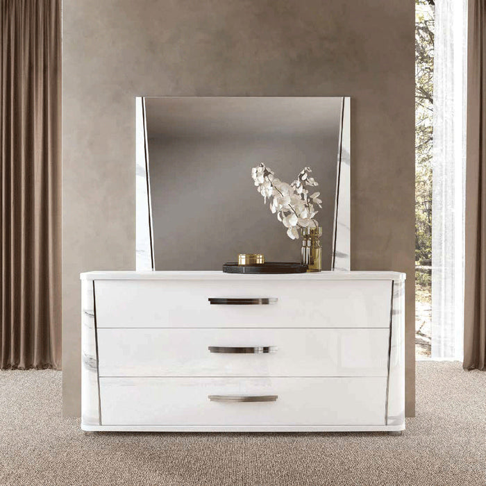 ESF Furniture - Anna Dresser with Mirror in White-Grey - ANNASTATUSDRESSER-MIRROR