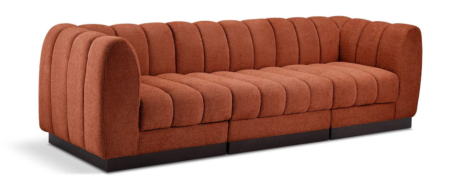Meridian Furniture - Quinn 101" Cognac Chenille Fabric Upholstered 3pc. Sofa - 124Cognac-S101 - GreatFurnitureDeal