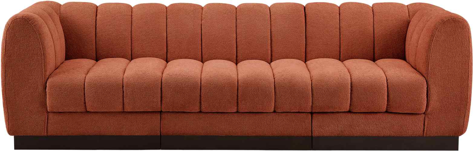 Meridian Furniture - Quinn 101" Cognac Chenille Fabric Upholstered 3pc. Sofa - 124Cognac-S101 - GreatFurnitureDeal