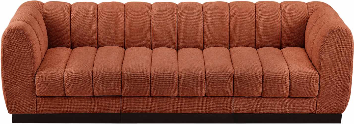 Meridian Furniture - Quinn 101" Cognac Chenille Fabric Upholstered 3pc. Sofa - 124Cognac-S101 - GreatFurnitureDeal