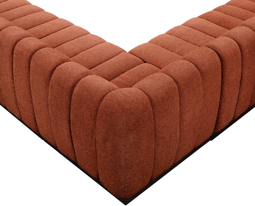 Meridian Furniture - Quinn 101" Cognac Chenille Fabric Upholstered 5pc. Sectional - 124Cognac-Sec5C - GreatFurnitureDeal