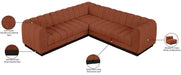 Meridian Furniture - Quinn 101" Cognac Chenille Fabric Upholstered 5pc. Sectional - 124Cognac-Sec5C - GreatFurnitureDeal