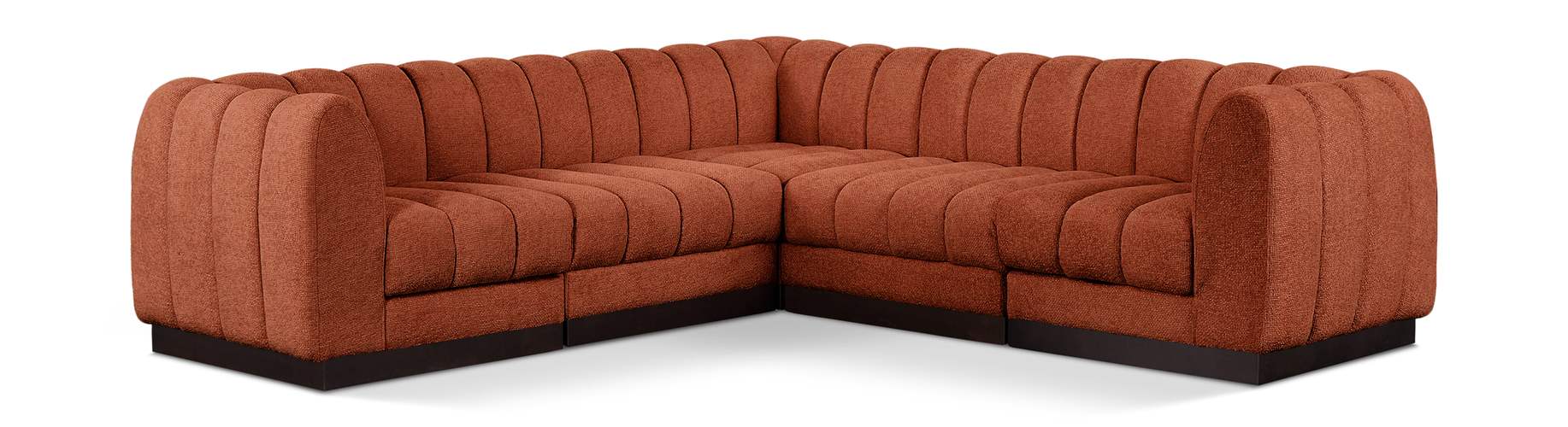 Meridian Furniture - Quinn 101" Cognac Chenille Fabric Upholstered 5pc. Sectional - 124Cognac-Sec5C - GreatFurnitureDeal