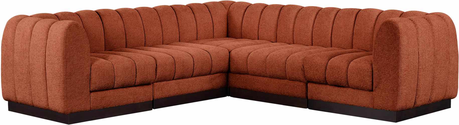 Meridian Furniture - Quinn 101" Cognac Chenille Fabric Upholstered 5pc. Sectional - 124Cognac-Sec5C - GreatFurnitureDeal