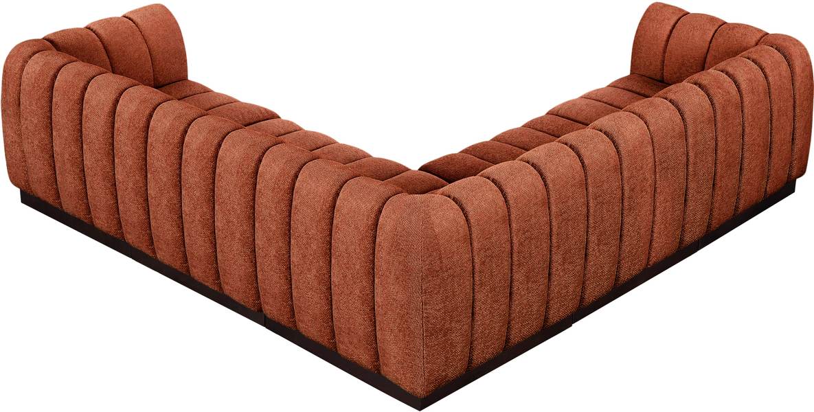 Meridian Furniture - Quinn 101" Cognac Chenille Fabric Upholstered 5pc. Sectional - 124Cognac-Sec5C - GreatFurnitureDeal