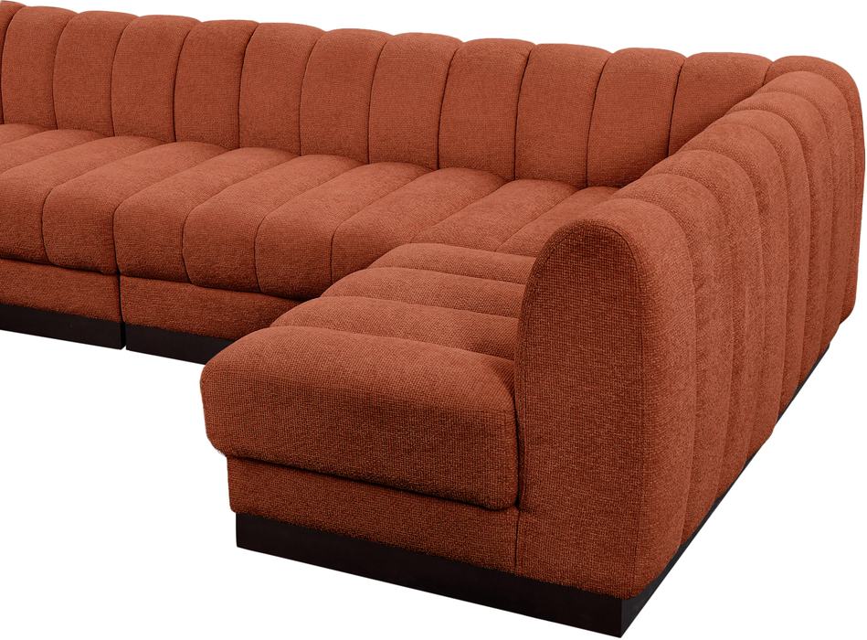 Meridian Furniture - Quinn 197" Cognac Chenille Fabric Upholstered 7pc. Sectional - 124Cognac-Sec7B - GreatFurnitureDeal