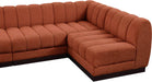 Meridian Furniture - Quinn 197" Cognac Chenille Fabric Upholstered 7pc. Sectional - 124Cognac-Sec7B - GreatFurnitureDeal