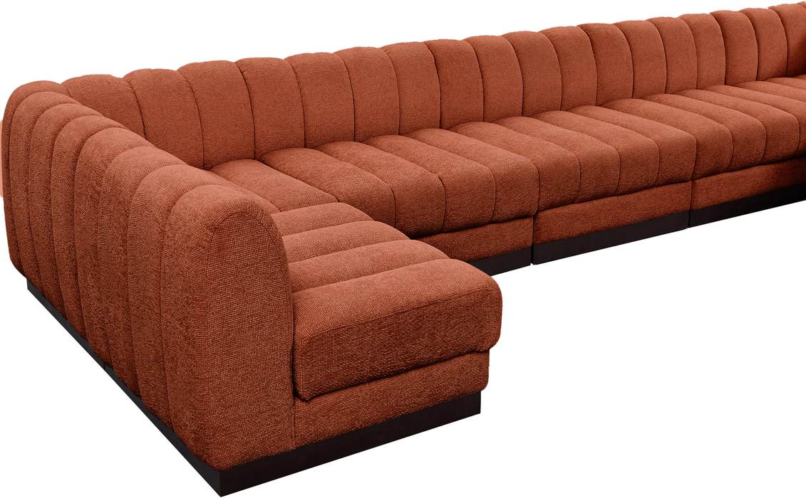 Meridian Furniture - Quinn 197" Cognac Chenille Fabric Upholstered 7pc. Sectional - 124Cognac-Sec7B - GreatFurnitureDeal