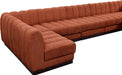 Meridian Furniture - Quinn 197" Cognac Chenille Fabric Upholstered 7pc. Sectional - 124Cognac-Sec7B - GreatFurnitureDeal