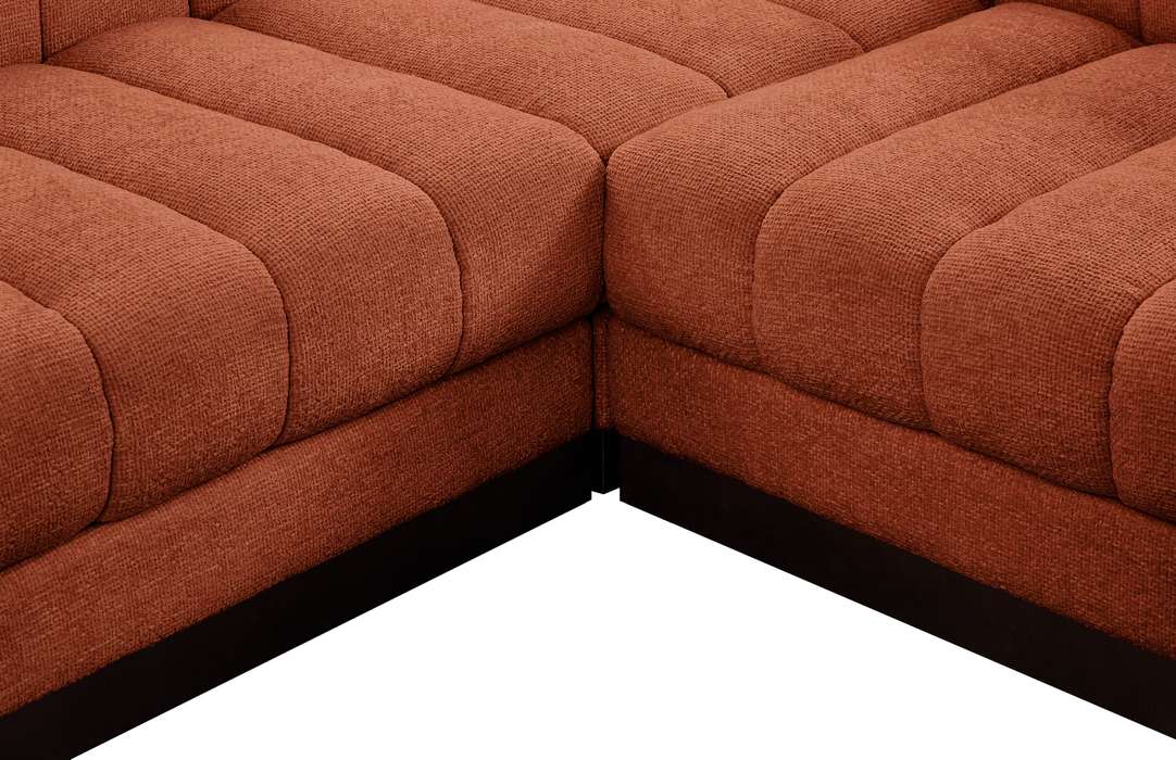 Meridian Furniture - Quinn 197" Cognac Chenille Fabric Upholstered 7pc. Sectional - 124Cognac-Sec7B - GreatFurnitureDeal