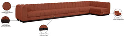Meridian Furniture - Quinn 197" Cognac Chenille Fabric Upholstered 7pc. Sectional - 124Cognac-Sec7B - GreatFurnitureDeal
