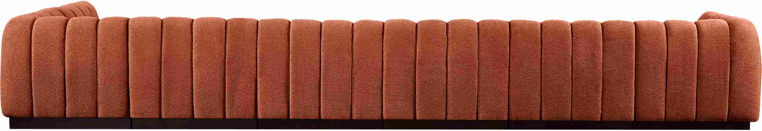 Meridian Furniture - Quinn 197" Cognac Chenille Fabric Upholstered 7pc. Sectional - 124Cognac-Sec7B - GreatFurnitureDeal