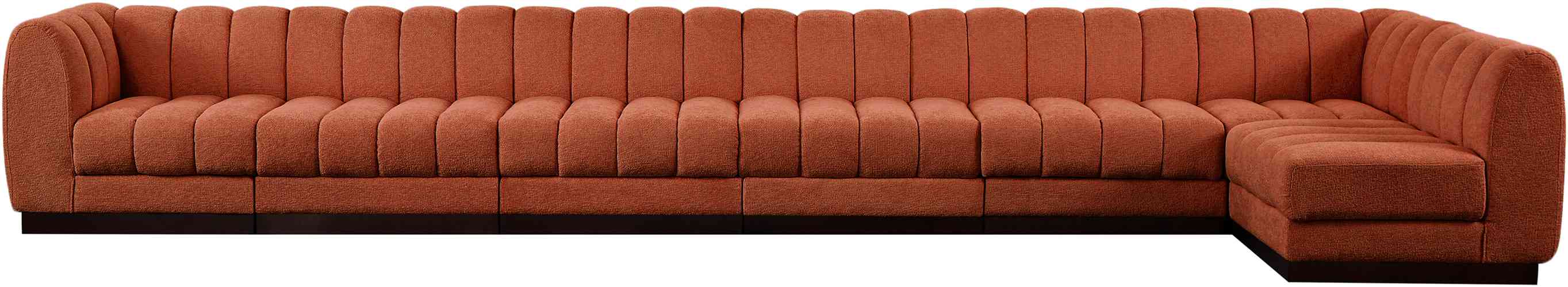 Meridian Furniture - Quinn 197" Cognac Chenille Fabric Upholstered 7pc. Sectional - 124Cognac-Sec7B - GreatFurnitureDeal