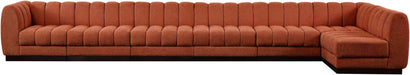Meridian Furniture - Quinn 197" Cognac Chenille Fabric Upholstered 7pc. Sectional - 124Cognac-Sec7B - GreatFurnitureDeal