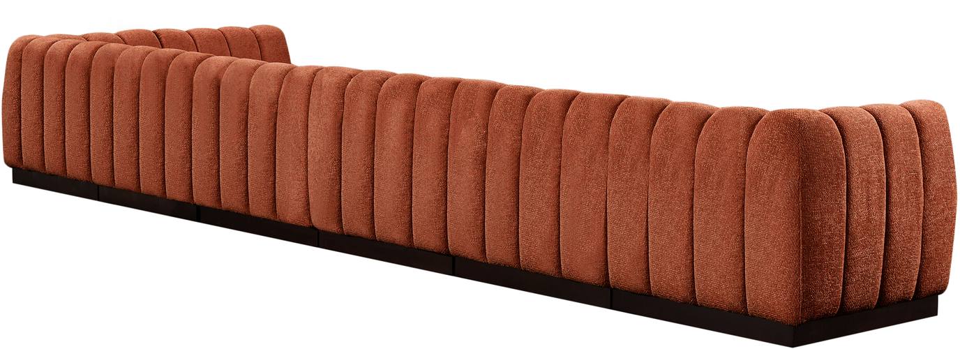 Meridian Furniture - Quinn 197" Cognac Chenille Fabric Upholstered 7pc. Sectional - 124Cognac-Sec7B - GreatFurnitureDeal