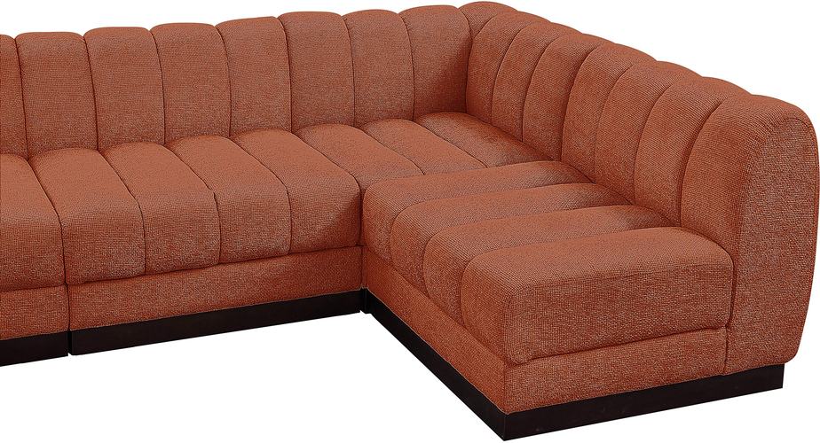 Meridian Furniture - Quinn 197" Cognac Chenille Fabric Upholstered 8pc. Sectional - 124Cognac-Sec8A - GreatFurnitureDeal
