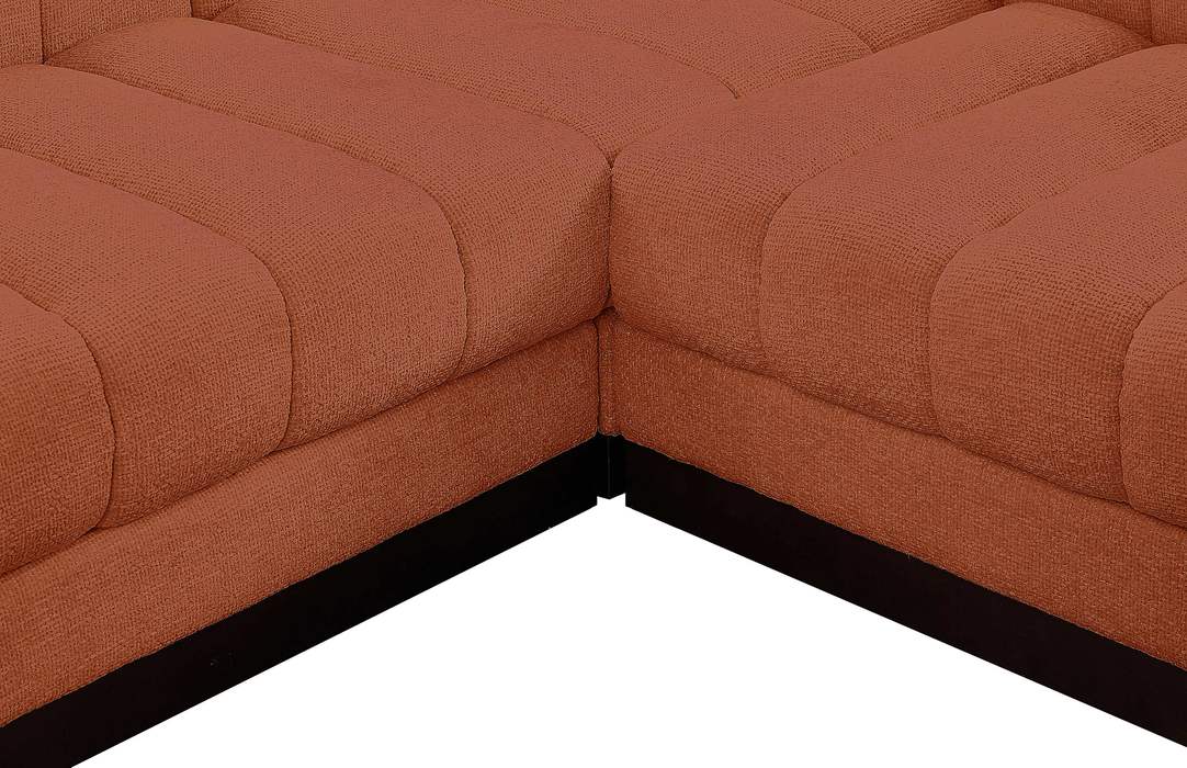 Meridian Furniture - Quinn 197" Cognac Chenille Fabric Upholstered 8pc. Sectional - 124Cognac-Sec8A - GreatFurnitureDeal