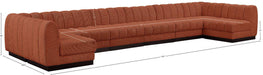 Meridian Furniture - Quinn 197" Cognac Chenille Fabric Upholstered 8pc. Sectional - 124Cognac-Sec8A - GreatFurnitureDeal
