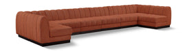 Meridian Furniture - Quinn 197" Cognac Chenille Fabric Upholstered 8pc. Sectional - 124Cognac-Sec8A - GreatFurnitureDeal