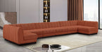 Meridian Furniture - Quinn 197" Cognac Chenille Fabric Upholstered 8pc. Sectional - 124Cognac-Sec8A - GreatFurnitureDeal