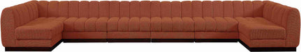 Meridian Furniture - Quinn 197" Cognac Chenille Fabric Upholstered 8pc. Sectional - 124Cognac-Sec8A - GreatFurnitureDeal