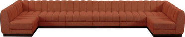 Meridian Furniture - Quinn 197" Cognac Chenille Fabric Upholstered 8pc. Sectional - 124Cognac-Sec8A - GreatFurnitureDeal