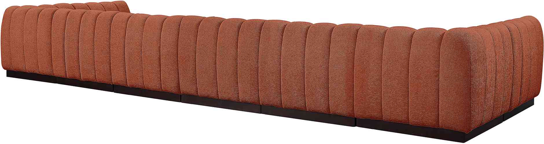 Meridian Furniture - Quinn 197" Cognac Chenille Fabric Upholstered 8pc. Sectional - 124Cognac-Sec8A - GreatFurnitureDeal