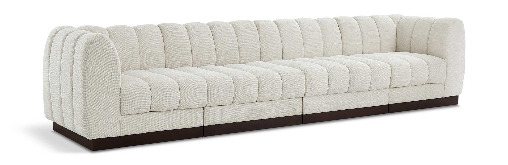 Meridian Furniture - Quinn 133" Cream Chenille Fabric Upholstered 4pc. Sofa - 124Cream-S133 - GreatFurnitureDeal