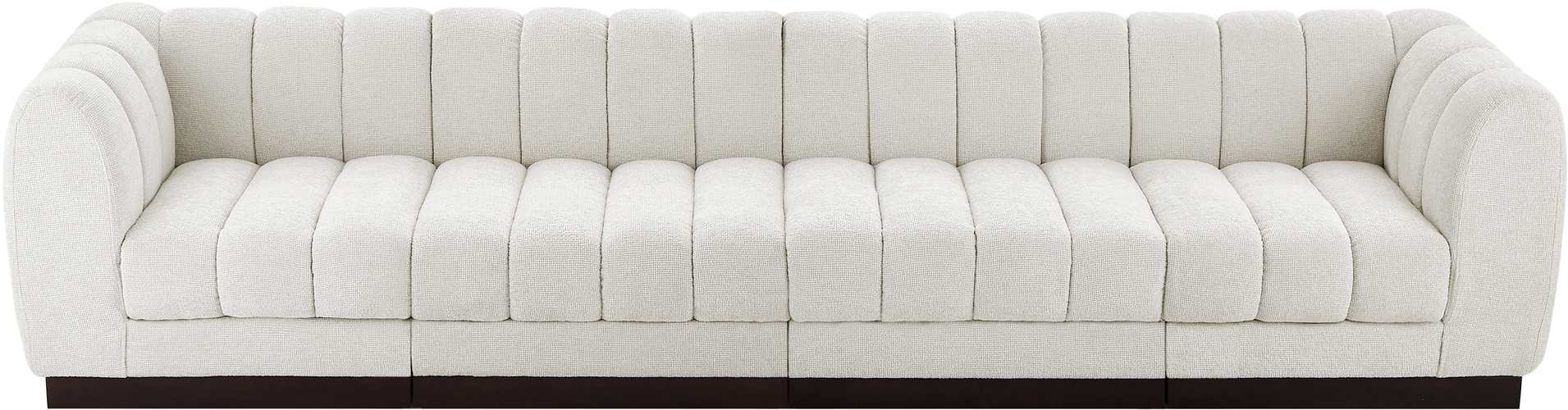Meridian Furniture - Quinn 133" Cream Chenille Fabric Upholstered 4pc. Sofa - 124Cream-S133 - GreatFurnitureDeal