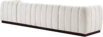 Meridian Furniture - Quinn 133" Cream Chenille Fabric Upholstered 4pc. Sofa - 124Cream-S133 - GreatFurnitureDeal