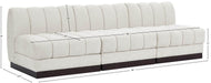 Meridian Furniture - Quinn 96" Cream Chenille Fabric Upholstered 3pc. Armless Sofa - 124Cream-S96 - GreatFurnitureDeal