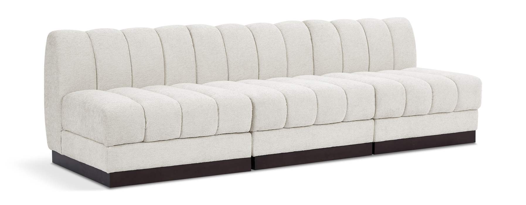 Meridian Furniture - Quinn 96" Cream Chenille Fabric Upholstered 3pc. Armless Sofa - 124Cream-S96 - GreatFurnitureDeal