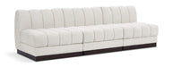 Meridian Furniture - Quinn 96" Cream Chenille Fabric Upholstered 3pc. Armless Sofa - 124Cream-S96 - GreatFurnitureDeal