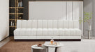 Meridian Furniture - Quinn 96" Cream Chenille Fabric Upholstered 3pc. Armless Sofa - 124Cream-S96 - GreatFurnitureDeal