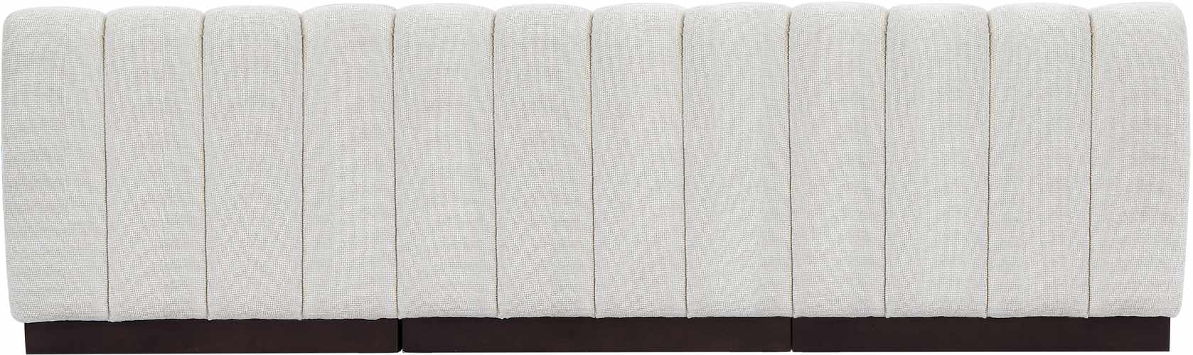 Meridian Furniture - Quinn 96" Cream Chenille Fabric Upholstered 3pc. Armless Sofa - 124Cream-S96 - GreatFurnitureDeal