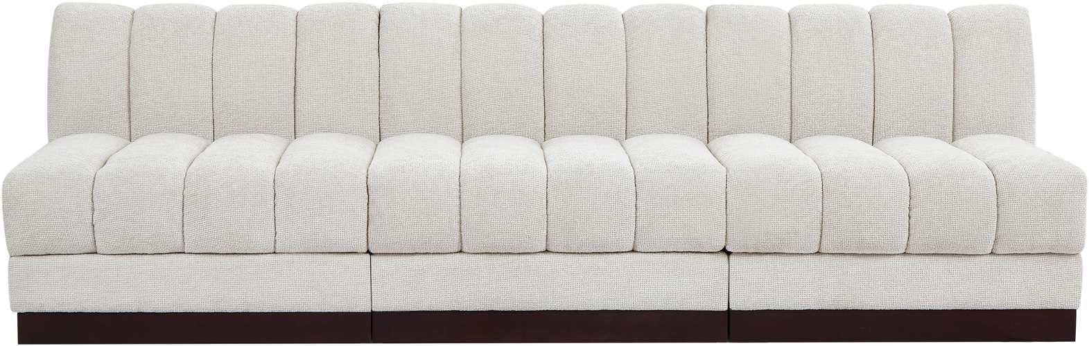 Meridian Furniture - Quinn 96" Cream Chenille Fabric Upholstered 3pc. Armless Sofa - 124Cream-S96 - GreatFurnitureDeal