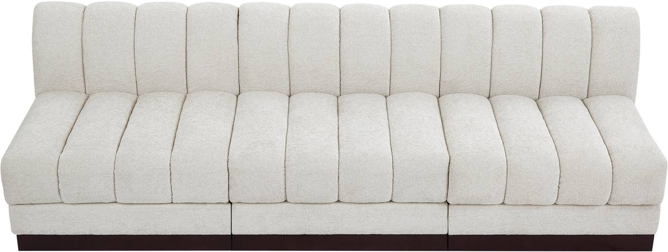 Meridian Furniture - Quinn 96" Cream Chenille Fabric Upholstered 3pc. Armless Sofa - 124Cream-S96 - GreatFurnitureDeal