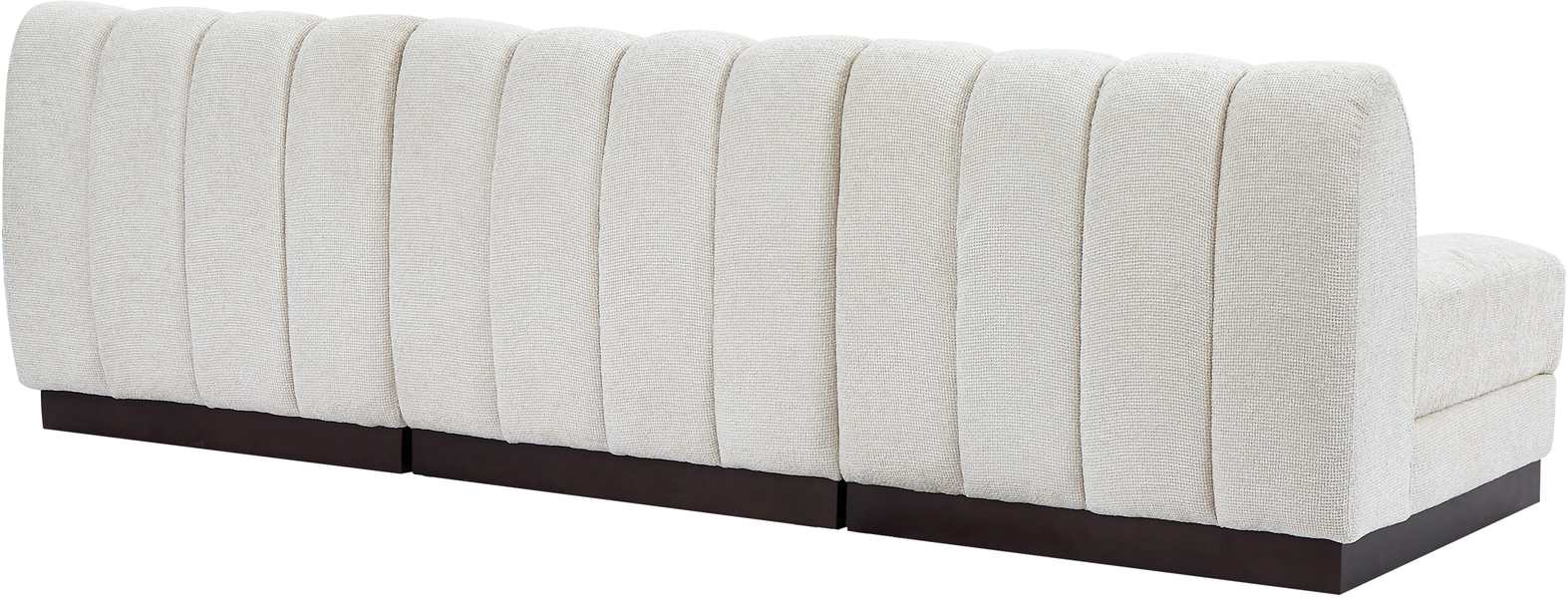 Meridian Furniture - Quinn 96" Cream Chenille Fabric Upholstered 3pc. Armless Sofa - 124Cream-S96 - GreatFurnitureDeal