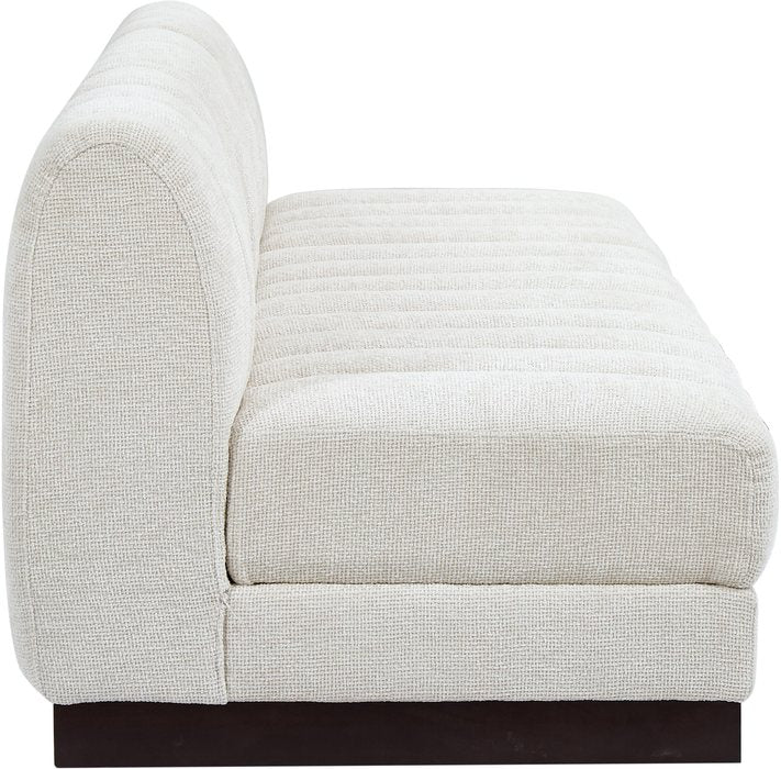 Meridian Furniture - Quinn 96" Cream Chenille Fabric Upholstered 3pc. Armless Sofa - 124Cream-S96 - GreatFurnitureDeal