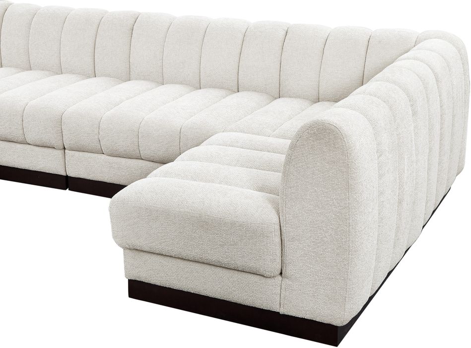 Meridian Furniture - Quinn 101" Cream Chenille Fabric Upholstered 4pc. Sectional - 124Cream-Sec4A - GreatFurnitureDeal