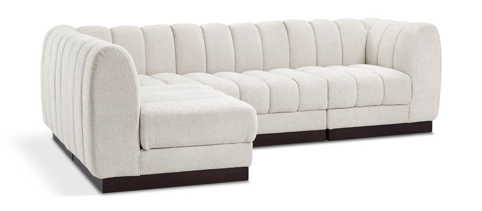 Meridian Furniture - Quinn 101" Cream Chenille Fabric Upholstered 4pc. Sectional - 124Cream-Sec4A - GreatFurnitureDeal