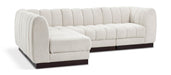 Meridian Furniture - Quinn 101" Cream Chenille Fabric Upholstered 4pc. Sectional - 124Cream-Sec4A - GreatFurnitureDeal