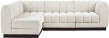 Meridian Furniture - Quinn 101" Cream Chenille Fabric Upholstered 4pc. Sectional - 124Cream-Sec4A - GreatFurnitureDeal